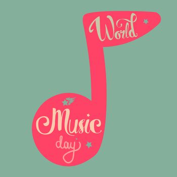 Vintage World Music Day Lettering for Banner and Badge. Sticker, Poster, Card Design Template. Vector