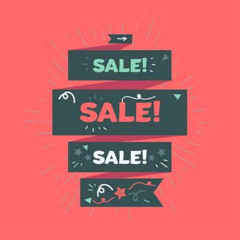 Stylish Retro Advertising Sale Banner for Shop, Market and Store. vintage discount offer design element for print, flyer, sticker, poster, advertise, marketing. Vector