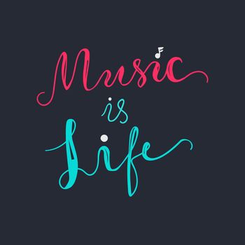 Vintage Musical Lettering for Banner and Badge. Sticker, Poster, Festival and Concert Card Design Template. Music is Life. Vector
