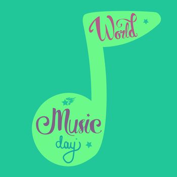 Vintage World Music Day Lettering for Banner and Badge. Sticker, Poster, Card Design Template. Vector