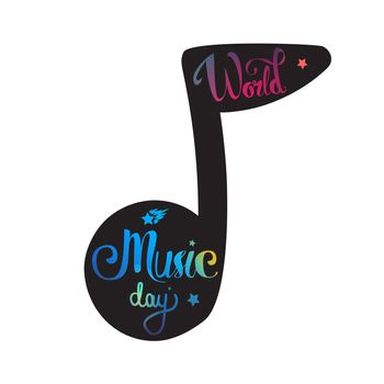 Vintage World Music Day Lettering for Banner and Badge. Sticker, Poster, Card Design Template. Vector