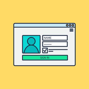 Web Template, Web Elements for site form of login to account. Vector