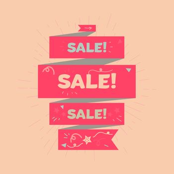 Stylish Retro Advertising Sale Banner for Shop, Market and Store. vintage discount offer design element for print, flyer, sticker, poster, advertise, marketing. Vector