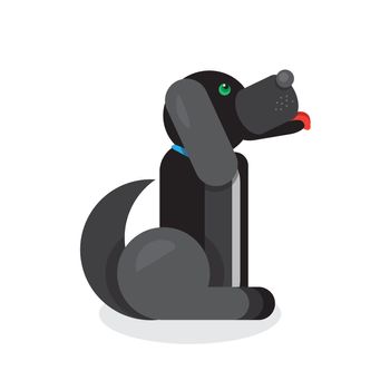 Black Dog in sitting position. Vet symbol. Pet icon. Vector