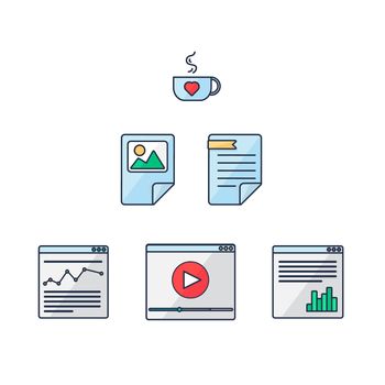 Web UI UX Tools for design and seo, app, page, template and document, framework. Creative ideas for application, programming, website development. Vector