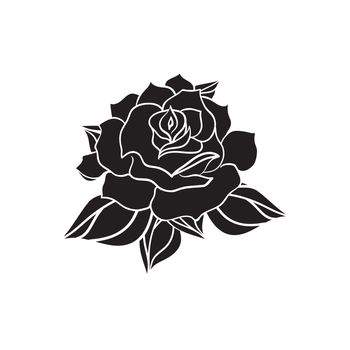 Hand Drawn Wedding Rose. Flower Template for wedding, holiday, celebration. Rose for print, tattoo and digital art. Vector