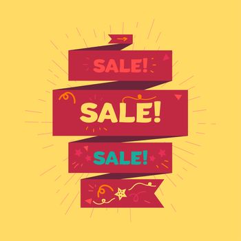 Advertising Sale Banner for Shop, Market and Store. Discount offer design element for print, flyer, sticker, poster, advertise, marketing. Vector