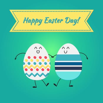 Happy easter with happy dancing egg. Vector