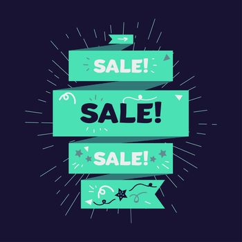 Stylish Retro Advertising Sale Banner for Shop, Market and Store. vintage discount offer design element for print, flyer, sticker, poster, advertise, marketing. Vector