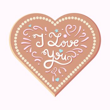 Vintage heart with lettering. Greeting about love for Valentine's Day. Retro wedding card. I love you. Vector