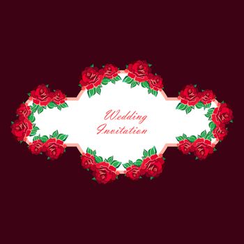 Hand Drawn Wedding Rose Banner. Flower Template for wedding, holiday, celebration. Rose for print, tattoo and digital art. Vector