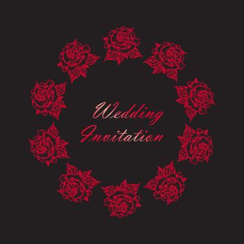 Hand Drawn Wedding Rose Frame. Flower Template for wedding, holiday, celebration. Rose for print, tattoo and digital art. Vector