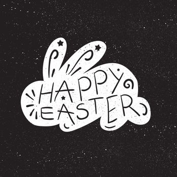 Vintage Happy Easter lettering in rabbit. Vector