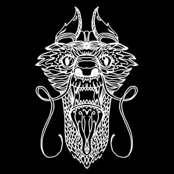 Dragon Head in tattoo and cartoon style. Vector