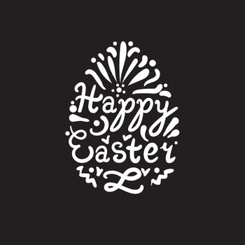 Vintage Happy Easter lettering in egg. Vector