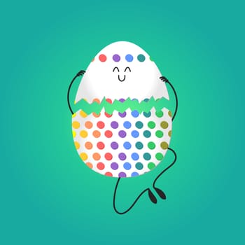 Happy easter with happy dancing egg. Vector