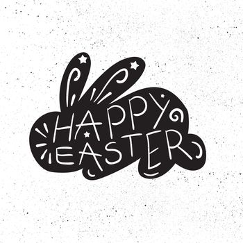 Vintage Happy Easter lettering in rabbit. Vector