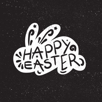 Vintage Happy Easter lettering in rabbit. Vector