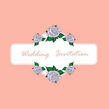 Hand Drawn Wedding Rose Banner. Flower Template for wedding, holiday, celebration. Rose for print, tattoo and digital art. Vector