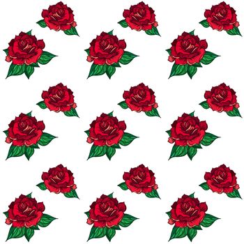 Hand Drawn Wedding Rose Seamless Pattern. Flower Template for wedding, holiday, celebration. Rose for print, tattoo and digital art. Vector