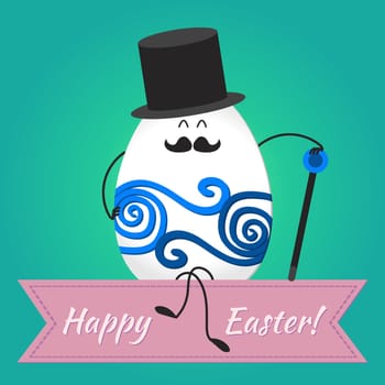 Happy easter with happy sitting egg. Vector