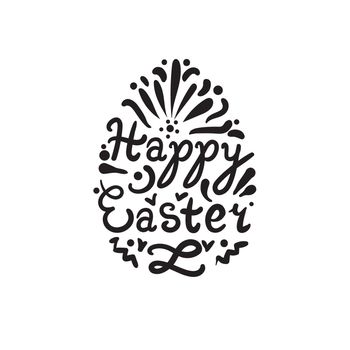 Vintage Happy Easter lettering in egg. Vector