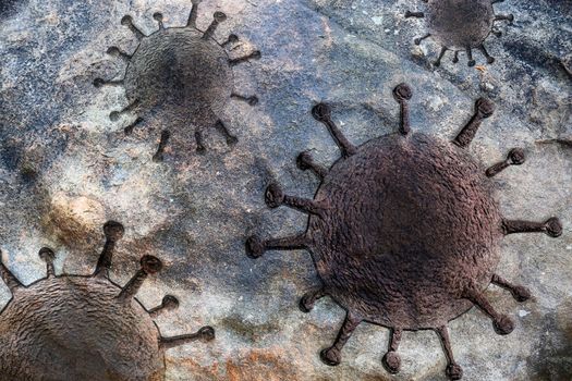 Old stone and rock textures with some virus fossil virus visualization.