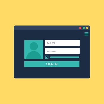 Web Template, Web Elements for site form of login to account. Vector