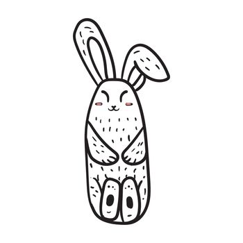 Happy Easter greeting or banner with cute white rabbit. Vector