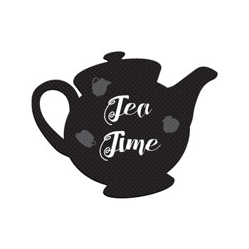 Tea Time and Tea Set in grunge style. Vector