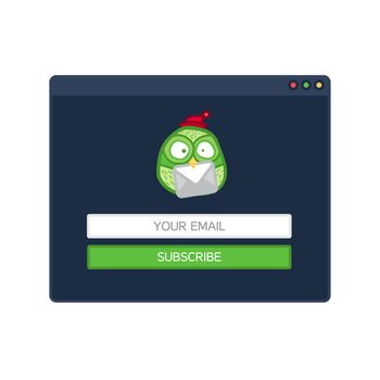 Web Template, Web Elements for site form of email subscribe, newsletter with Fun Owl. Vector