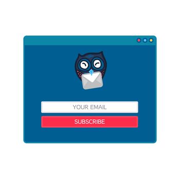 Web Template, Web Elements for site form of email subscribe, newsletter with Fun Owl. Vector