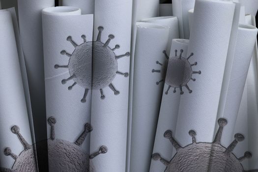 Folded textile and fabric textures with some virus fossil visualization