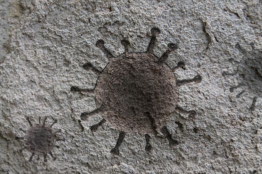 Old stone and rock textures with some virus fossil virus visualization.