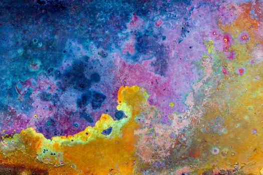 flat oxidated copper surface with high magnification and vivid colors