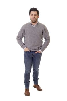 casual man full body in a white background