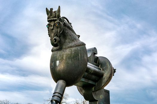 Horse sculpture next to the margrave residence in Ansbach