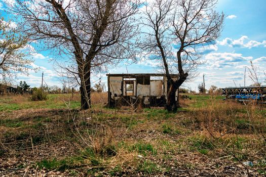 abandoned, ruined by time, abandoned house. Kazakhstan.