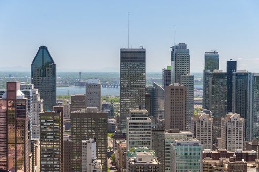 Montreal skyline from Mont Royal Mountain in summertime