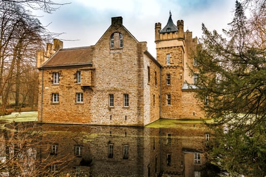 Werdringen moated castle, a romantic moated castle from the Middle Ages, Hagen, Germany

