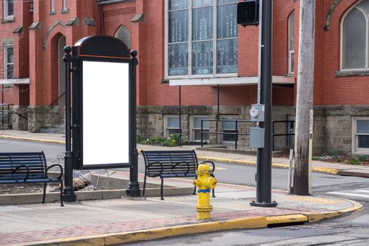 Empty billboard ready for copy space message or ad set in typical american downtown street