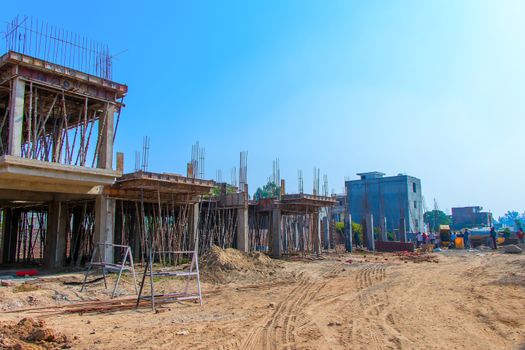 New construction of big building, sonipat, haryana, june 2019