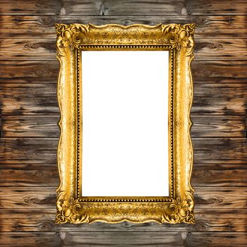 Big Old Picture Frame on wooden baclground, wood, graphic design element