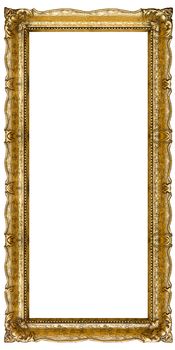 Verry Big Vertical Old Gold picture frame, isolated on white - extra large file and quality - 72mpx