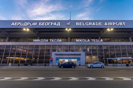 International Airport Nikola Tesla in Belgrade, Serbia, early morning sunrise, departures gate