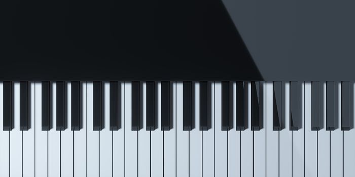 Piano keys with dark background, 3d rendering. Computer digital drawing.