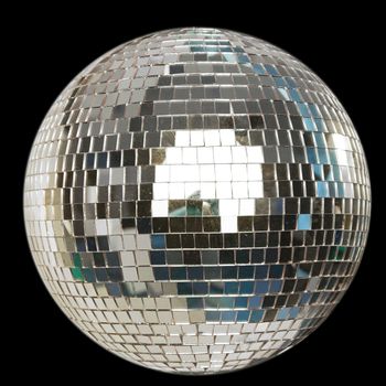 Shining Disco Ball isolated on black background
