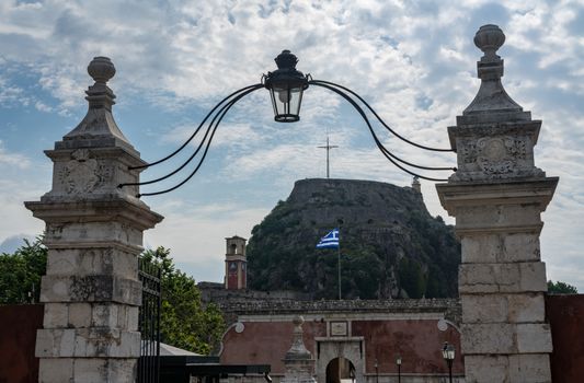 Gateway and bridge into the Old Fortress in the town of Corfu