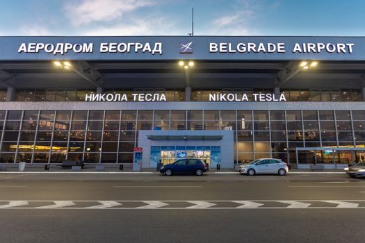 International Airport Nikola Tesla in Belgrade, Serbia, early morning sunrise, departures gate