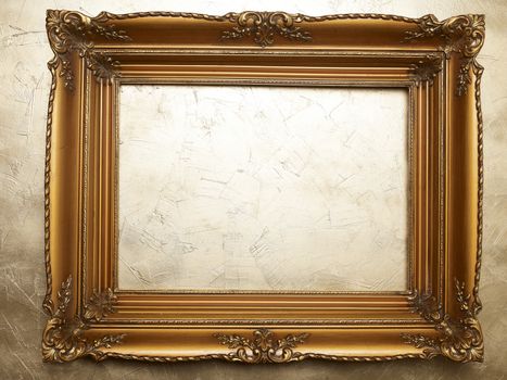 Old Picture Frame On Gold Wall, Design Element